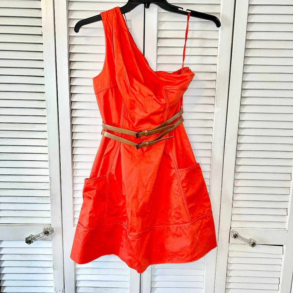 One Shoulder Orange Dress
